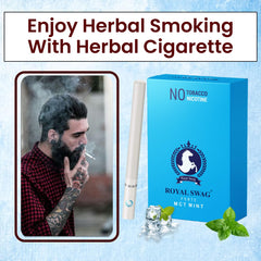 Royal Swag Ayurvedic Herbal Cigarettes 100% Tobacco Free And Nicotine Free Mint Flavour Smoke King Size (20 Stick) With Swosh Lip Cream For Smoker'S Dark Lips For Lightening & Brightening 15 Gram