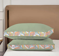 Soft Microfiber High Loft Pillow, Neck Support, Sleep Well In 43 X 69 Cm | Printed Gusset Of Extra 5 Cm Height For Soft Comfortable Sleep, Mint Slumber | Bed Pillow, Supportive - Set Of 2