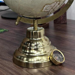 Decorative World Globe For Home Decor, Office Table Accessories, Gift For Students & Kids Learning (Grey Gold 12 Inch Height) Pack Of 1
