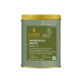 Luxmi Estates Moringa Mint Green Herbal Tea - 50gm, 1.7 Ounce, 25 Cups | USDA Certified Organic Green Tea Powder - Caffeine Free Herbal Tea | Rich In Antioxidants, Additives Free