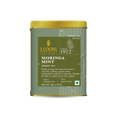 Luxmi Estates Moringa Mint Green Herbal Tea - 50gm, 1.7 Ounce, 25 Cups | USDA Certified Organic Green Tea Powder - Caffeine Free Herbal Tea | Rich In Antioxidants, Additives Free