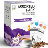 Teafit Premium Milk Tea Premix Assorted Tea - Pack Of 10 Sachets | Made With Ginger Cardamom Masala Saffron Lemongrass - Just Add Water | No Sweeteners, Gluten Free