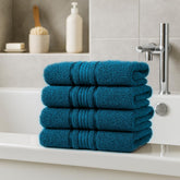 Akiko Home 100% Cotton Essential Series Hand Towels 800 Gsm | Soft, Absorbent & Durable, Cotton Hand Towel For Bathroom Use, Gentle On Skin- Pack Of 4 (Teal)