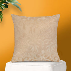 Microfiber Square Pillow Cushion For Sofa & Bed, Beige - 24 X 24 Inch | Soft, Fluffy For Comfort & Back Support | Breathable, Washable | Premium Velvet Outer Cover With Zip - Set Of 1