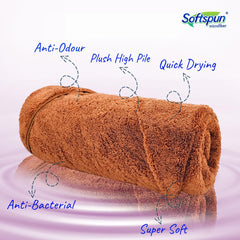 Softspun Microfiber Towels 380 Gsm | High Loop Gym & Sports For Men & Women Fast Drying Super Absorbent Lightweight (Brown)