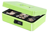 Large Cash Box With Combination Lock Safe Metal Money Box With Money Tray For Security Lock Box 9.84"X 7.87"X 3.54" Colour - Limegreen