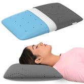Cooling Gel Memory Foam Pillow For Neck Pain & Shoulder Pain, Thin Size - 4 Inches Thick | Orthopedic Pillow For Sleeping, With Grey Color Pillow Cover, Adjustable - Pack Of 1