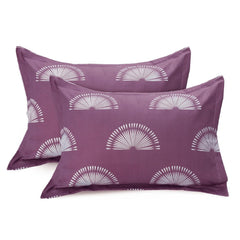 Cotton 144 TC Bedsheets For King Size Bed With 2 Pillow Covers | 108 X 108 Inches, White & Purple | Breathe Easy In Cotton Comfort