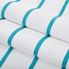 Casa Copenhagen Cabana Pool Xl Bath Towels 610 Gsm (White Teal Stripe) - Pack Of 2