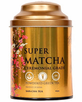 San-Cha Super Matcha Powdered Green Tea - 50gm, 1.7 Ounce | Ceremonial Grade Japanese Green Tea - Environment Friendly & Made In Corn Fiber | High Caffeine