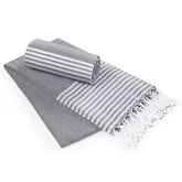 Destin Home Turkish Peshtemal Beach Towels 700 Gsm | Cotton Soft, Lightweight, Quick-Drying & Absorbent For Beach Pool Spa Picnic Travel (Charcoal Grey)- Set Of 2