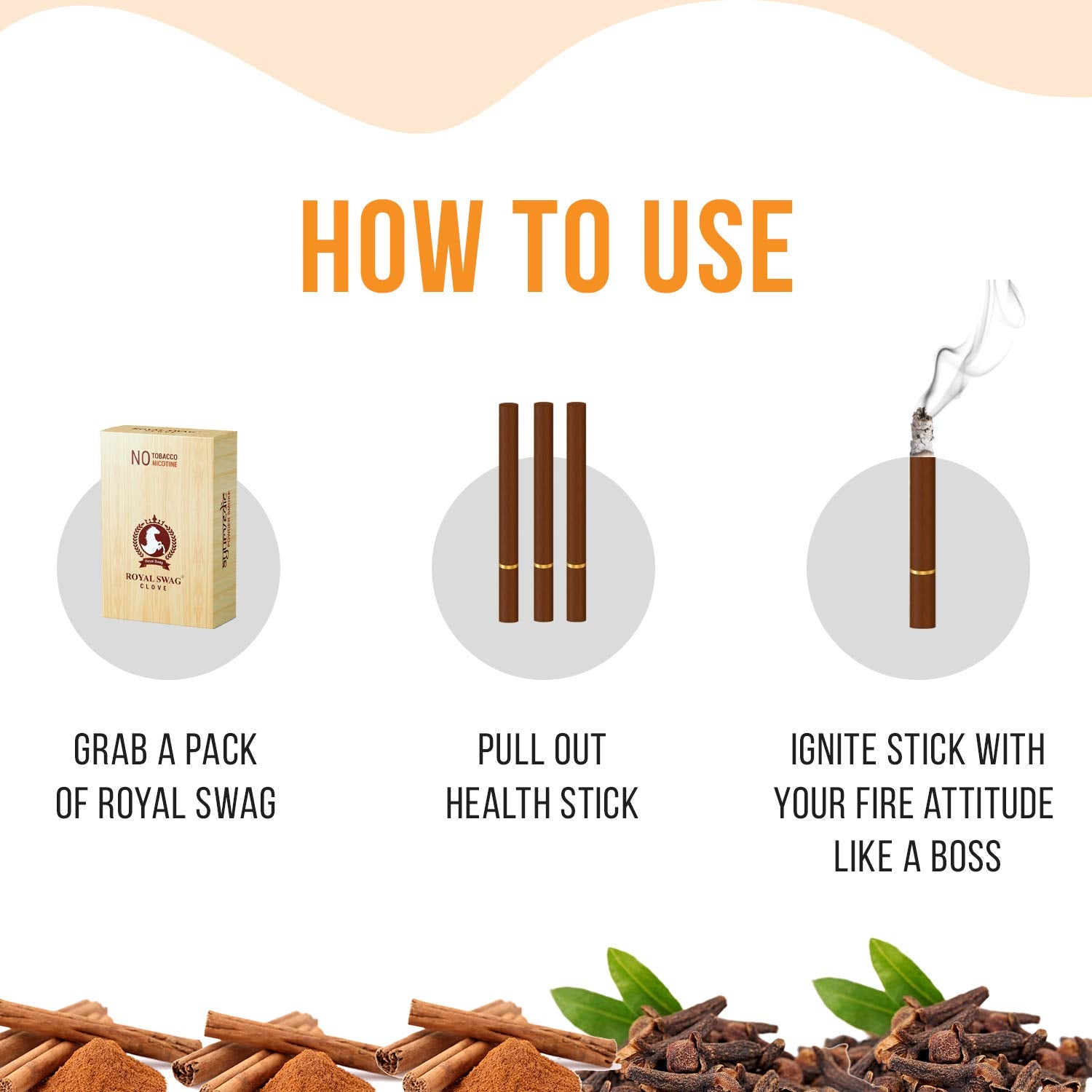 Royal Swag Ayurvedic Herbal Cigarette Clove Flavoured 100 Sticks 100% No Nicotine & No Tobacco - Smoking Cessation Non Addictive | Pack Of 100 Royal Swag Ayurvedic Herbal Cigarette Clove Flavoured 100 Sticks 100% No Nicotine & No Tobacco - Smoking Cessation Non Addictive | Pack Of 100