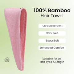 Mush Bamboo Hair Towel 300 Gsm | Ultra Soft, Absorbent & Anti Microbial Hair Wrap (Baby Pink)