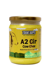 Premium A2 Gir Cow Ghee By Zoukfarms | Made By Churning Curd Vedic Bilona Method Desi Danedar Ghee Perfect For Laddus & Parathas | (500ml) 16.9 Ounce | Jar Pack