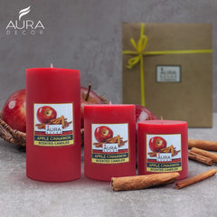 APPLE CINNAMON FRAGRANCE PILLAR CANDLE SET OF 3 | PERFECT FOR CANDLIGHT DINNER