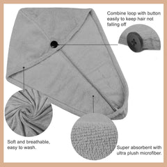 Sassoon Venir Microfiber Hair Wrap Towel 450 Gsm | For Women With Smooth Texture Super Absorbent Quick Dry Hair Turban (Grey)