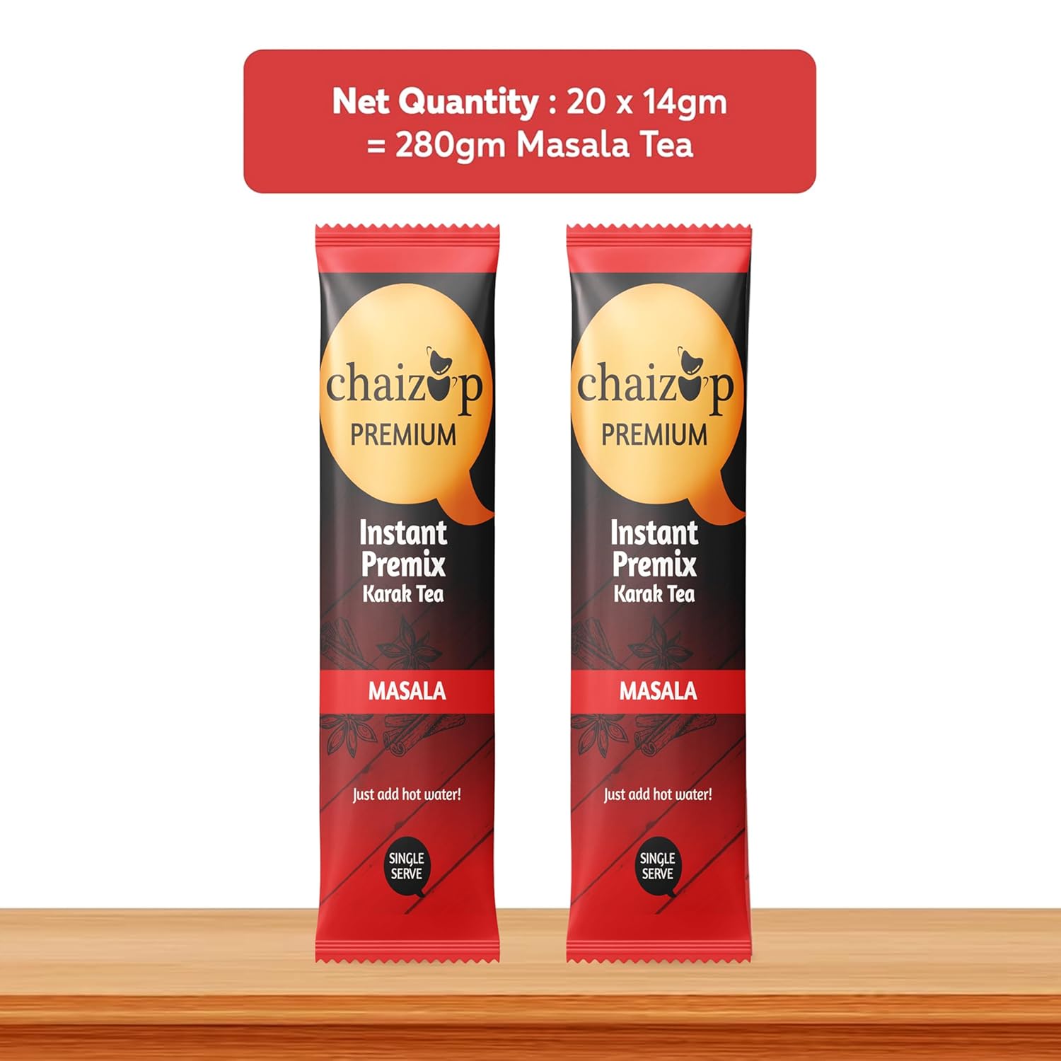 Chaizup Premium 1 Min Instant Masala Tea Premix - Pack Of 2 X 140gm, 4.9 Ounce Each, 20 Sachets | Just Add Hot Water - Assam Masala Chai Powder | Low Caffeine, No Added Color - Home Like Tea Chaizup Premium 1 Min Instant Masala Tea Premix - Pack Of 2 X 140gm, 4.9 Ounce Each, 20 Sachets | Just Add Hot Water - Assam Masala Chai Powder | Low Caffeine, No Added Color - Home Like Tea
