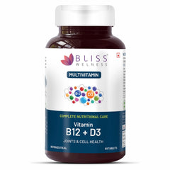Bliss Welness Vitabliss B12+ D3 Multivitamin , Bone Health Support , Heart Health Support | 60 Tablets , 100gm 0.2 Lbs