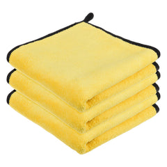 Kuber Industries Cleaning Towel 450 Gsm | Reusable Cleaning Cloths for Kitchen | Duster Towel For Home Cleaning Cloth Towel With Hanging Loop - Pack Of 3 (Yellow)