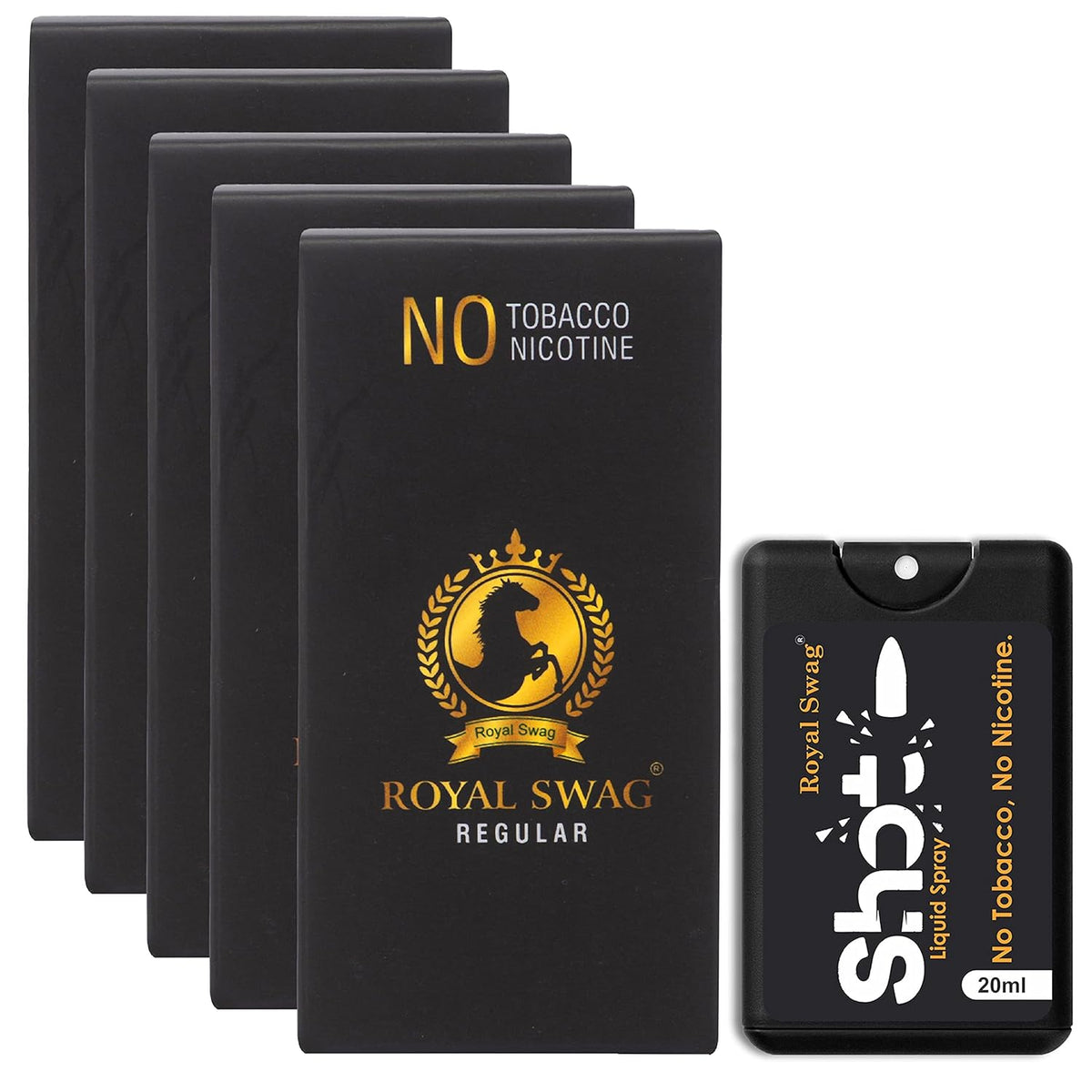 Royal Swag Ayurvedic & Herbal Smokes Cigarettes - Tobacco And Nicotine Free (Regular Flavored Pack Of 50 Smoke, Shot-1)