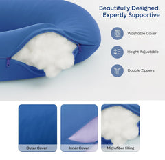 J Shape Pregnancy Pillows For Sleeping, Maternity Support, Soft Pillow, Blue | Multipurpose Pillow For Back, Hips, Support With Removable Washable Velvet Cover, Perfect For All Sleepers