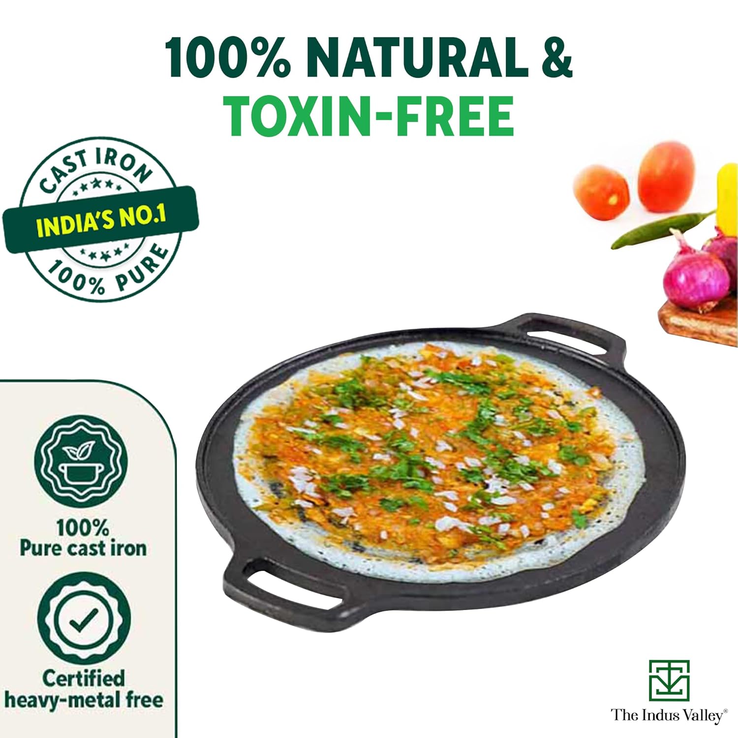 Pre-Seasoned Black Cast Iron Cookware Set + Free Iron Tadka Pan - Kadai 25.4cm, 2.3 Liters + Tawa 30.5cm | Kitchen Cooking Combo Pots & Pans Set Of 3 Pcs - Naturally Nonstick Pre-Seasoned Black Cast Iron Cookware Set + Free Iron Tadka Pan - Kadai 25.4cm, 2.3 Liters + Tawa 30.5cm | Kitchen Cooking Combo Pots & Pans Set Of 3 Pcs - Naturally Nonstick