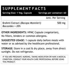 Inlife Brahmi Bacopa Monnieri Extract Bacosides > 25% Supplement, 500mg, Improved Cognitive Function, Supports Mental Alertness | 60 Vegetarian Capsules Each Pack Of 2