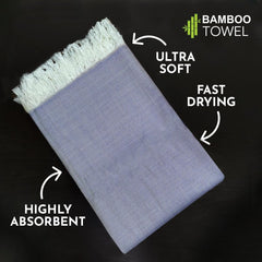Heelium 100% Bamboo Bath Towel 800 Gsm | Ultra Soft & Lightweight Highly Absorbent & Fast Drying Turkish Bath Towel (Pack Of 2)- Navy Blue