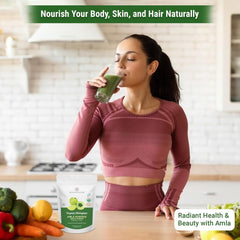 Aarshaveda Organic Amla Powder 100% Pure & Natural Promotes Hair Growth & Skin Care Scalp Treatment With Vitamin C, Healthy Hair Nourishment No Preservatives | 200gm 0.4lbs