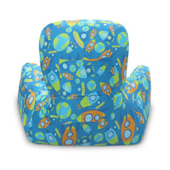 Backrest & Reading Pillow, Bed Support Pillow With High Armrests, Blue Color | Aztec Rocket Printed, 100% Cotton Removable Velvet Cover | For Back & Shoulder Support - Pack Of 1