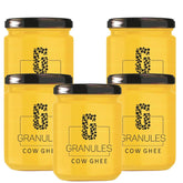 Organic Cow Ghee By Granules | Healthy & Flavorful Nutrients Pure Cow Desi Ghee Good For Your Favorite Dishes | 2.5 Litre (500ml * 5) 84.5 Ounce | Jar Pack