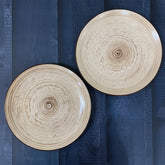 Iris Beige Hand Painted Ceramic Quarter Plates Set Of 2 | Small Side Plates For Dinner & Snacks - 7 Inch, 2 Pieces, Microwave Safe