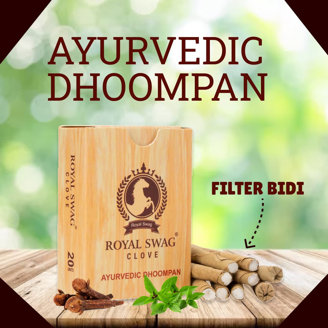 Royal Swag Ayurvedic Herbal Filter Bidi For Smoking 100% Tobacco-Free, Nicotine-Free (Pack Of 60 Sticks) With 20 ml Shot Spray Satisfy Nicotine Craving (Smoking Cessation) Royal Swag Ayurvedic Herbal Filter Bidi For Smoking 100% Tobacco-Free, Nicotine-Free (Pack Of 60 Sticks) With 20 ml Shot Spray Satisfy Nicotine Craving (Smoking Cessation)