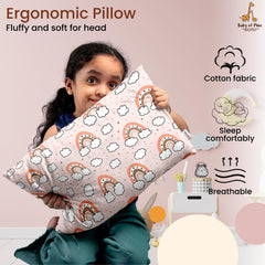 Premium Baby Pillow For Kids, Super Soft Cotton Kids Cushion - 12 X 18 Inches | For 5 Years Old Kids, Adorable Animal & Cartoon Prints | Bed Pillow, Washable, Easy To Care - Pillow 09