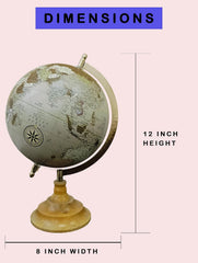 Rotating World Globe 8 Inch With Gold Arc And Wooden Stand For Show Pieces For Home DéCor, Office Decor, Study Table Decor, Birthday, Party Gifts & Anniversary, Pack Of 1