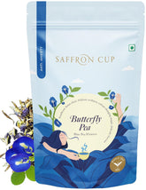 Saffron Cup Butterfly Blue Pea Flower Tea - 40gm, 1.4 Ounce | 100% Natural, Rich In Antioxidants - Anti Anxiety Green Tea | Caffeine Free, Airtight Zip Lock Pouch