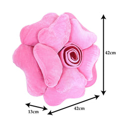 Rose Flower Shaped Pair Cushion Pillow, Soft & Decorative Cushions, Pink - 16 Inch | For Living Room, Bed, Sofa, Seating Area | Furniture Cushion, Perfect For Home Décor - Pack Of 2