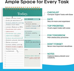 A5 To Do List Notepad - Daily Planner Undated 50 Sheets/100 Pages Tear Off (Green) Pack Of 1