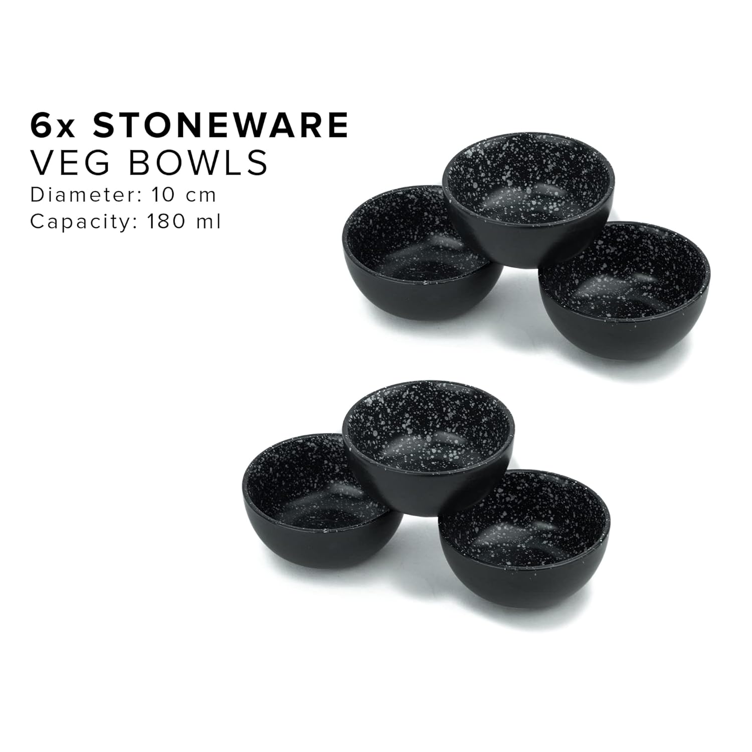 Ceramic Veg Bowls Set Of 6 For Dinner - 180ml Each, Black Speckle | Katori Set With Matte Finish - Porcelain Ceramic Bowls Set | Dessert Bowl Set Ceramic Veg Bowls Set Of 6 For Dinner - 180ml Each, Black Speckle | Katori Set With Matte Finish - Porcelain Ceramic Bowls Set | Dessert Bowl Set