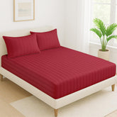 100% Cotton 1 Double Bedsheet For King Size With 2 Pillow Covers | 78 X 72 Inches, Red - 130 Thread Count Soft & Comfortable | Ideal For Guest Room, Hotel