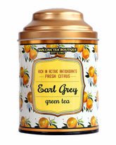 San-Cha Earl Grey Green Tea - 100gm, 3.5 Ounce | Rich In Active Antioxidants & Fresh Citrus - Environment Friendly & Made In Corn Fiber | Low Caffeine
