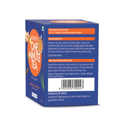 Society One Minute Tea Masala Instant Tea Premix 14gm X 10 Sachets - 140gm, 4.9 Ounce | Made With Ginger, Clove, Black Pepper, Cinnamon - Low Caffeine Chai Patti | Flavored Instant Masala Chai