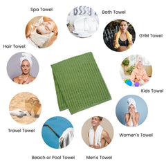 Micro Cotton Versa Craft Bath Towel 500 Gsm | Soft, Quick Drying Cotton Large Size Bath Towel (Green)