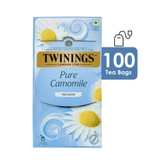 Twinings Pure Chamomile Infusion Tea - 100gm, 3.5 Ounce, 100 Envelope Tea Bags | Promotes Good Sleep, Stress Relief, Relax - Light & Gentle Taste, Caffeine Free