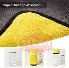 Woscher Microfiber Cloth 500 Gsm | Ultrasoft & Quick Drying Car Microfiber Cleaning Towel, Lint Free Automotive Microfiber Towel (Yellow & Grey)- Pack Of 3