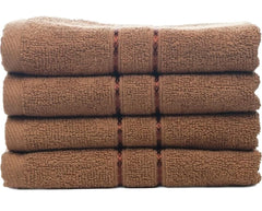 Sheevshakti Cotton Hand Towel 600 Gsm | Quick Dry Attractive Border Soft Extra Absorbency Hand Towels (Brown) - Set Of 4
