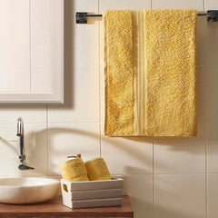 Ddecor Live Beautiful 1 Bath & 2 Hand Towel 900 Gsm (Yellow) - Pack Of 3