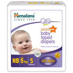 Himalaya Baby Diapers, With Unique, Soft, Easy-To-Fit Design | New Born, Pack Of 5 Diapers