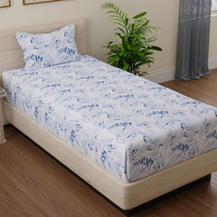 Cotton Single Bedsheets With 1 Pillow Covers - 55 X 88 Inches, Blue Nova & White | Ideal For House - Bedroom, Guest Room, Perfect Gift For Festivals