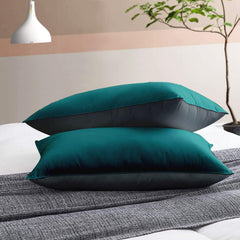 Premium Microfiber Soft Pillow For Sleeping, Teal & Grey, King Size - 17 X 27 Inches | Comfy Hotel Comfort Pillow, Vacuum Packed | Bed Pillow, Hypoallergenic, Lightweight - Set Of 2